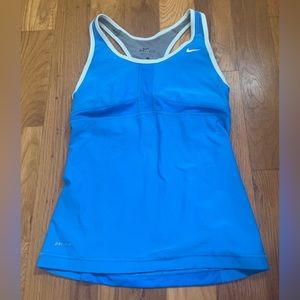 Women’s Nike Dri-Fit Blue Built in Sports Bra Compression Racerback Tank small